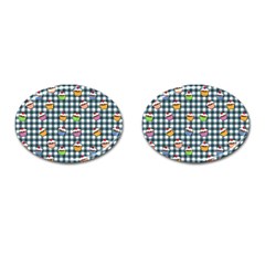 Cupcakes Plaid Pattern Cufflinks (oval)