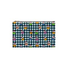 Cupcakes Plaid Pattern Cosmetic Bag (small)  by Valentinaart