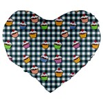 Cupcakes plaid pattern Large 19  Premium Heart Shape Cushions Back