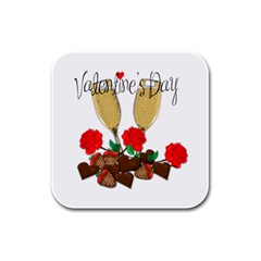 Valentine s Day Romantic Design Rubber Square Coaster (4 Pack)  by Valentinaart