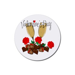 Valentine s Day Romantic Design Rubber Coaster (round) 