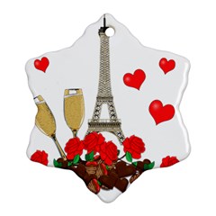 Romance In Paris Snowflake Ornament (two Sides) by Valentinaart