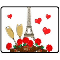 Romance In Paris Double Sided Fleece Blanket (medium)  by Valentinaart