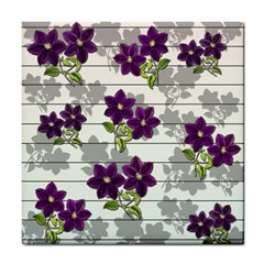 Purple Vintage Flowers Tile Coasters by Valentinaart