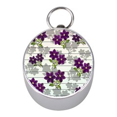 Purple Vintage Flowers Mini Silver Compasses by Valentinaart