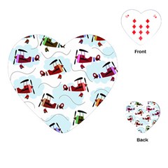 Airplanes Pattern Playing Cards (heart)  by Valentinaart