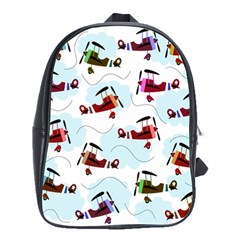 Airplanes Pattern School Bags(large)  by Valentinaart