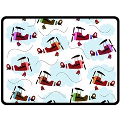 Airplanes Pattern Fleece Blanket (large)  by Valentinaart