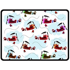 Airplanes Pattern Double Sided Fleece Blanket (large)  by Valentinaart