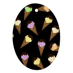 Ice Cream Cute Pattern Oval Ornament (two Sides) by Valentinaart