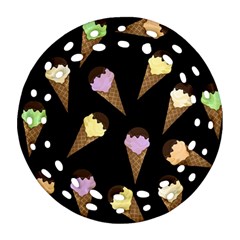 Ice Cream Cute Pattern Round Filigree Ornament (two Sides) by Valentinaart