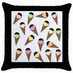 Ice cream pattern Throw Pillow Case (Black) Front