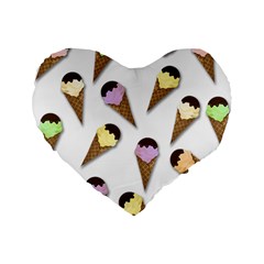 Ice Cream Pattern Standard 16  Premium Heart Shape Cushions by Valentinaart