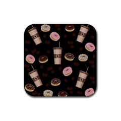 Coffee Break Rubber Coaster (square)  by Valentinaart