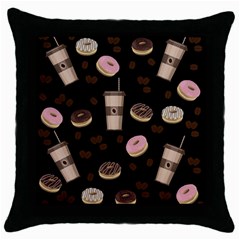 Coffee Break Throw Pillow Case (black) by Valentinaart