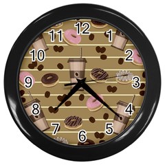 Coffee And Donuts  Wall Clocks (black) by Valentinaart
