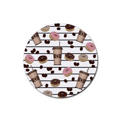 Donuts And Coffee Pattern Rubber Coaster (round) 