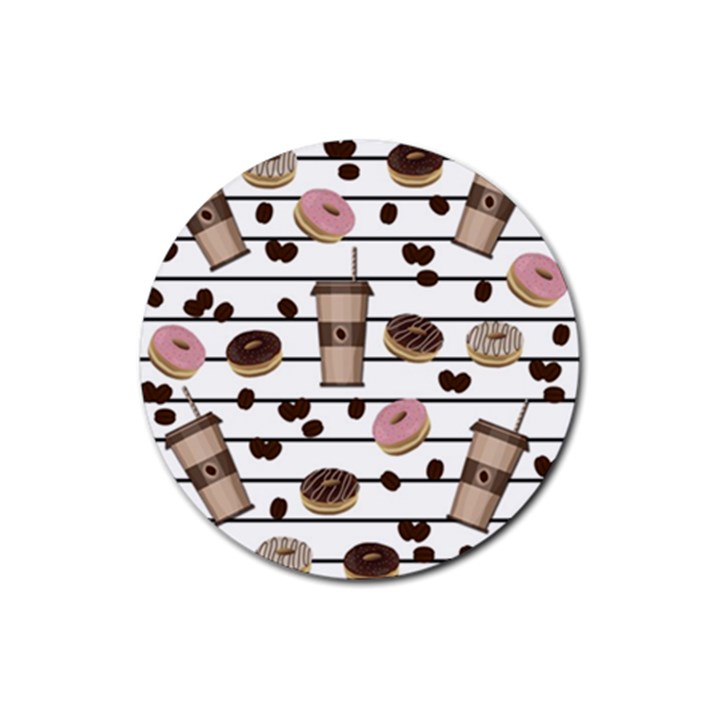 Donuts and coffee pattern Rubber Coaster (Round) 