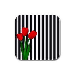 Tulips Rubber Square Coaster (4 Pack)  by Valentinaart