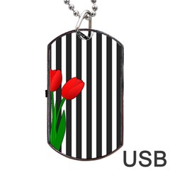 Tulips Dog Tag Usb Flash (one Side) by Valentinaart