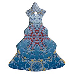 Pattern Background Pattern Tile Christmas Tree Ornament (two Sides)