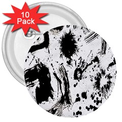 Pattern Color Painting Dab Black 3  Buttons (10 Pack)  by Nexatart