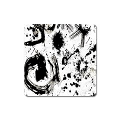 Pattern Color Painting Dab Black Square Magnet