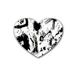 Pattern Color Painting Dab Black Rubber Coaster (Heart)  Front