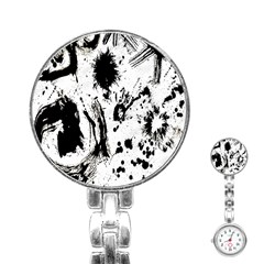 Pattern Color Painting Dab Black Stainless Steel Nurses Watch by Nexatart