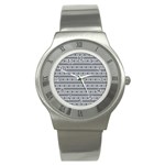 Pattern Grid Squares Texture Stainless Steel Watch Front