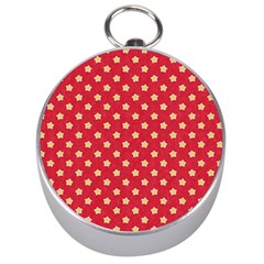 Pattern Felt Background Paper Red Silver Compasses