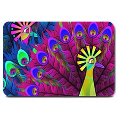 Peacock Abstract Digital Art Large Doormat 