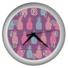 Pineapple Pattern  Wall Clocks (silver)  by Nexatart