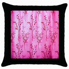 Pink Curtains Background Throw Pillow Case (Black)