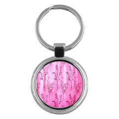 Pink Curtains Background Key Chains (round) 