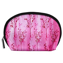 Pink Curtains Background Accessory Pouches (large)  by Nexatart