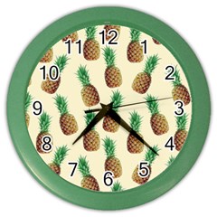 Pineapple Wallpaper Pattern Color Wall Clocks by Nexatart