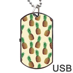 Pineapple Wallpaper Pattern Dog Tag Usb Flash (one Side) by Nexatart