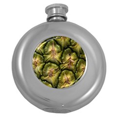 Pineapple Fruit Close Up Macro Round Hip Flask (5 Oz) by Nexatart