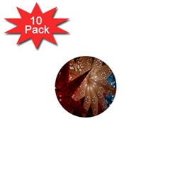 Poinsettia Red Blue White 1  Mini Buttons (10 pack) 