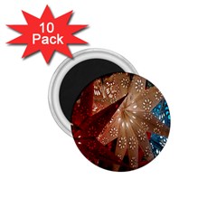 Poinsettia Red Blue White 1.75  Magnets (10 pack) 