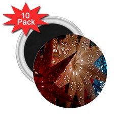 Poinsettia Red Blue White 2.25  Magnets (10 pack) 