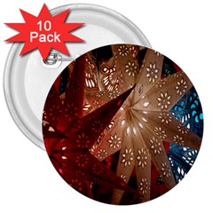 Poinsettia Red Blue White 3  Buttons (10 pack) 