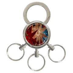 Poinsettia Red Blue White 3-Ring Key Chains