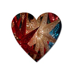 Poinsettia Red Blue White Heart Magnet