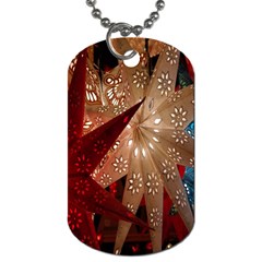 Poinsettia Red Blue White Dog Tag (two Sides) by Nexatart