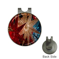 Poinsettia Red Blue White Hat Clips with Golf Markers