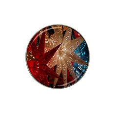 Poinsettia Red Blue White Hat Clip Ball Marker (4 pack)