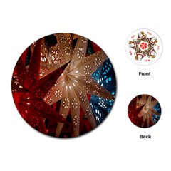 Poinsettia Red Blue White Playing Cards (Round) 
