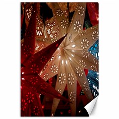 Poinsettia Red Blue White Canvas 12  x 18  